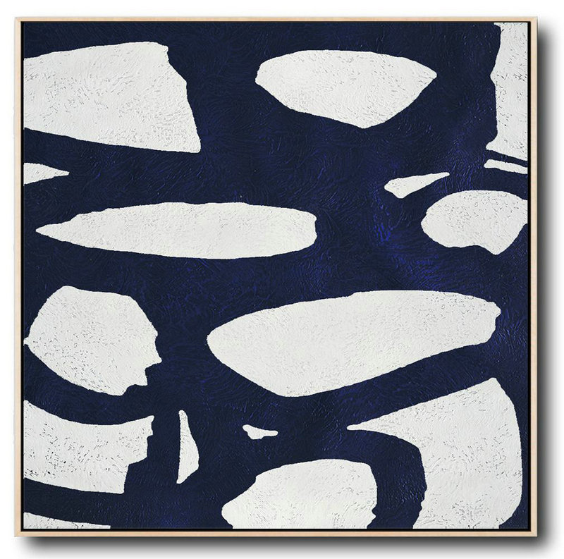 Large Abstract Painting On Canvas,Hand Painted Navy Minimalist Painting On Canvas,Large Abstract Art Handmade Acrylic Painting